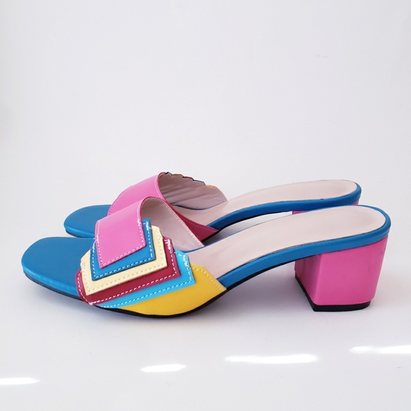 Colorful Color Block Slip-on Sandals - Picture 2 of 15